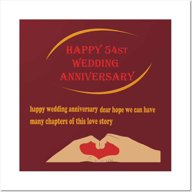 happy 54st wedding anniversary Wall Art by best seller shop